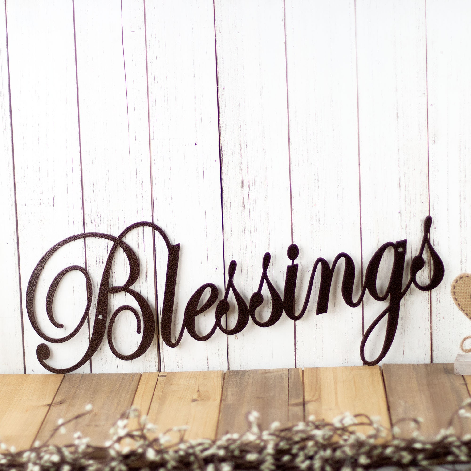 Blessings Decorative Metal Wall Art, Cursive Script, Grandparents