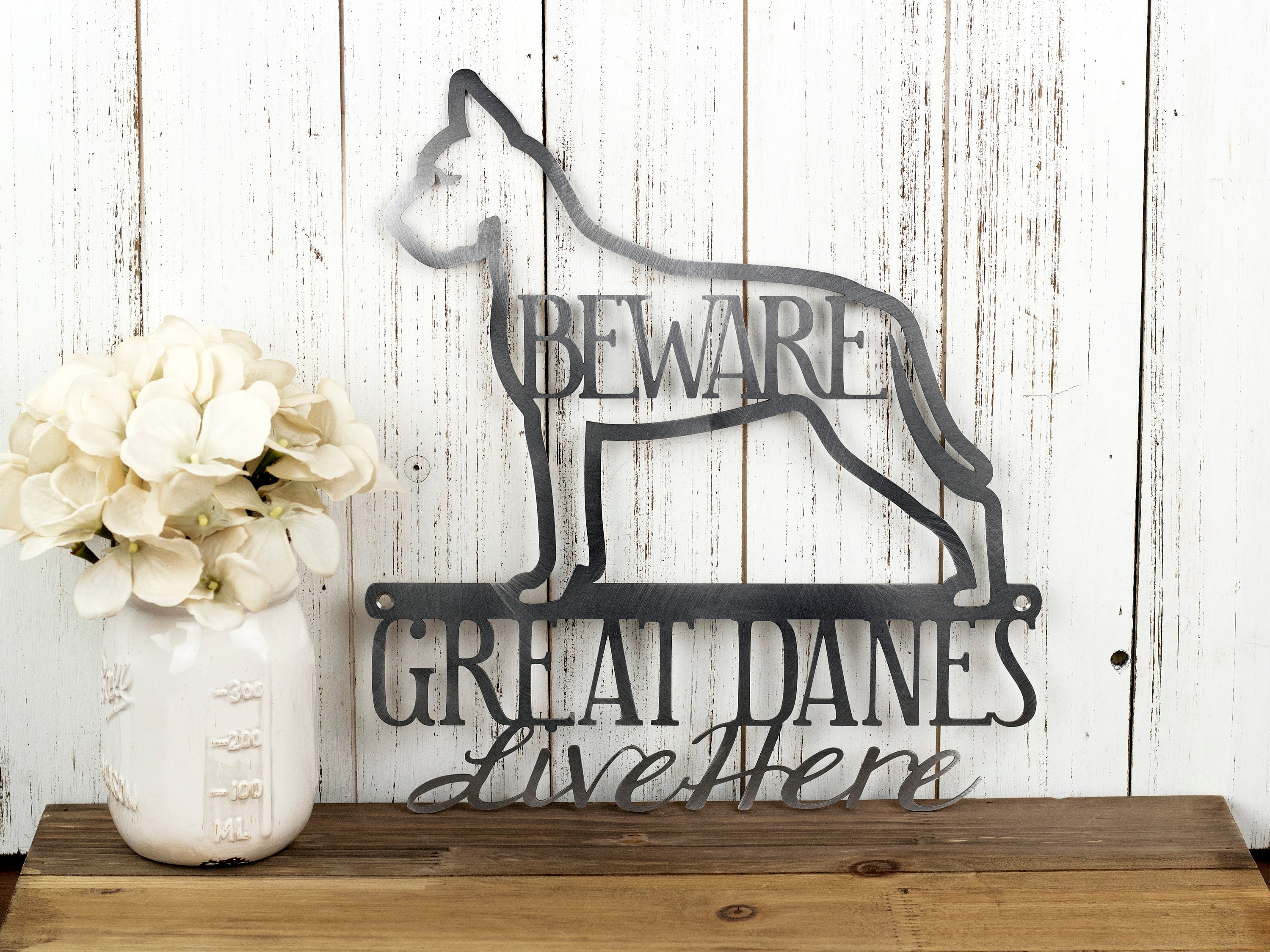 Great Dane Metal Wall Art, Metal Sign, Outdoor Sign, Beware of Dog Sign