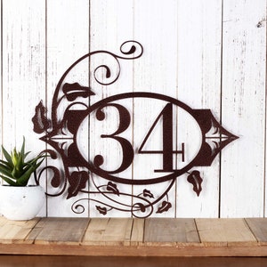 Metal House Number Plaque, Outdoor Custom Address Sign, Personalized Housewarming Gift