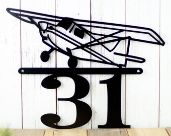 Metal Address Sign, Airplane Wall Art, Aviation Decor, Pilot Gift, House Numbers, Address Plaque