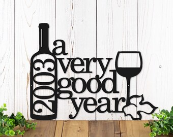 A Very Good Year Established Family Sign, Wine Lover Gift, Wine Bar Decor, Custom Metal Wall Art