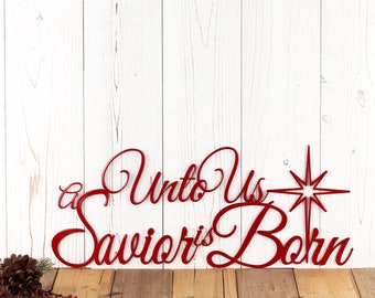 Unto Us A Savior is Born Sign, Unto Us a Child is Born Sign, North Star, Holiday Decor Outdoors, Bethlehem Star