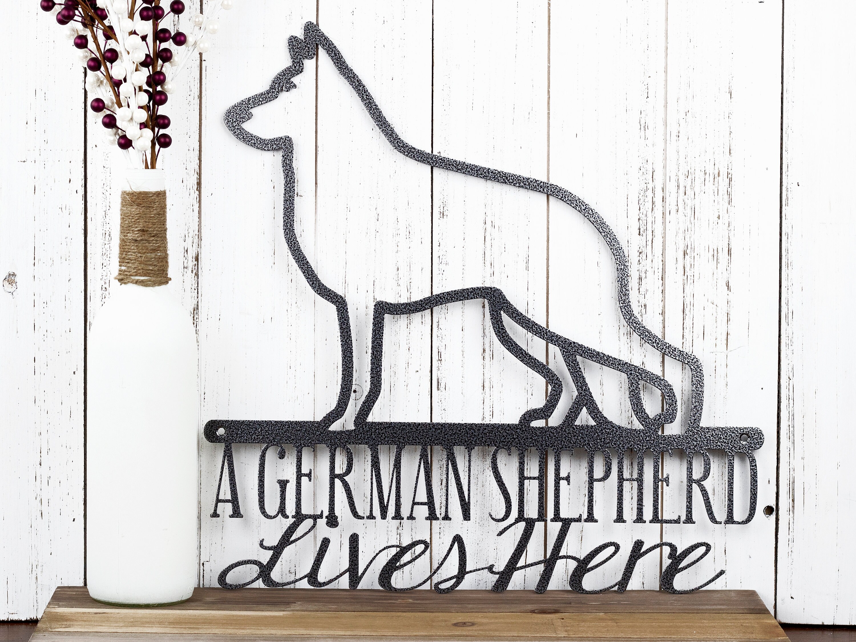 German Shepherd Metal Wall Art, Metal Sign, Beware of Dog Sign, Dog
