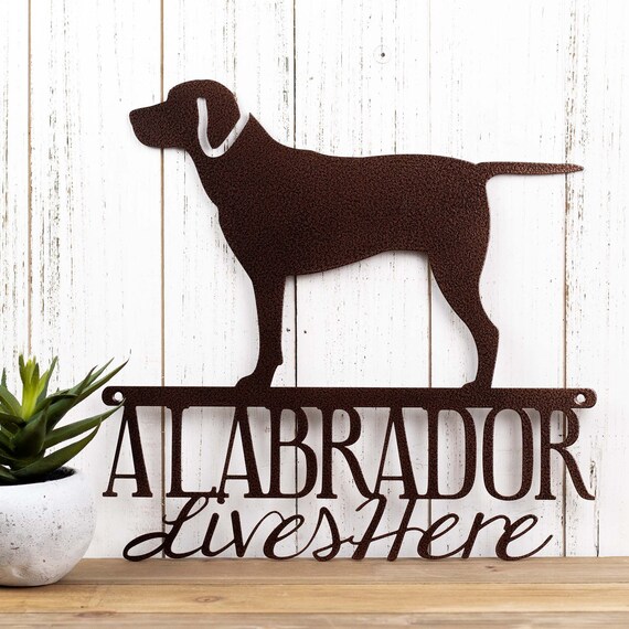 Labrador Lives Here Sign, Metal, Laser Cut, Labrador Retriever, Dog, Lab, Labrador Art, Labrador Decor