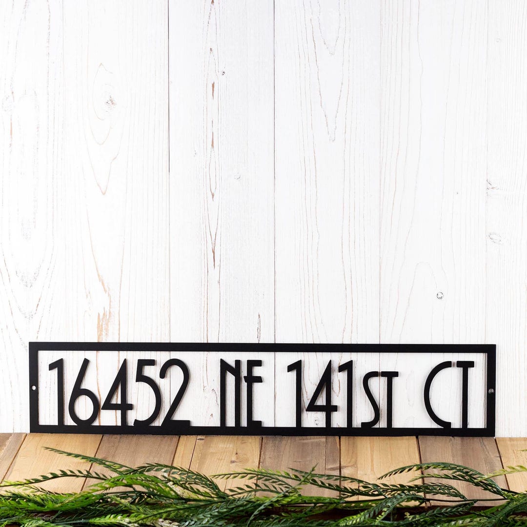 Art Deco Custom Metal Address Sign, Retro Mid-century Personalized ...