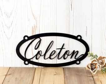 Oval Personalized Name Metal Plaque