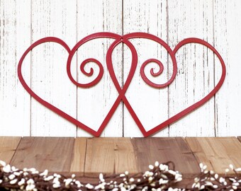 Metal Heart Decor - Heart Metal Wall Art - Valentines Day Gift - Love - Entwined Hearts