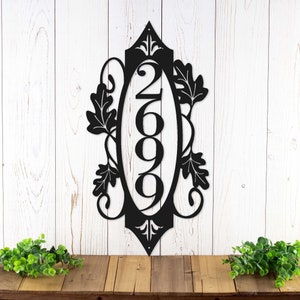 Vertical Outdoor House Number Metal Sign, Address Plaque, Outdoor Sign, Address Sign