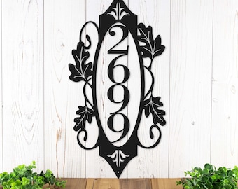 Vertical Outdoor House Number Metal Sign, Address Plaque, Outdoor Sign, Address Sign