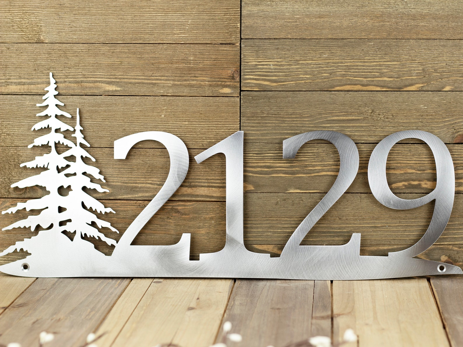 Rustic Metal House Number Metal Sign Custom Sign Pine Etsy
