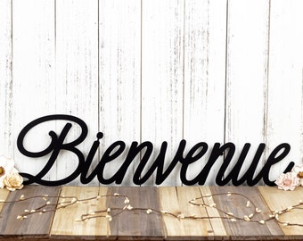 Bienvenue French Welcome Metal Wall Art, Welcome Sign, Outdoor Sign, Wall Hanging, Metal Wall Decor