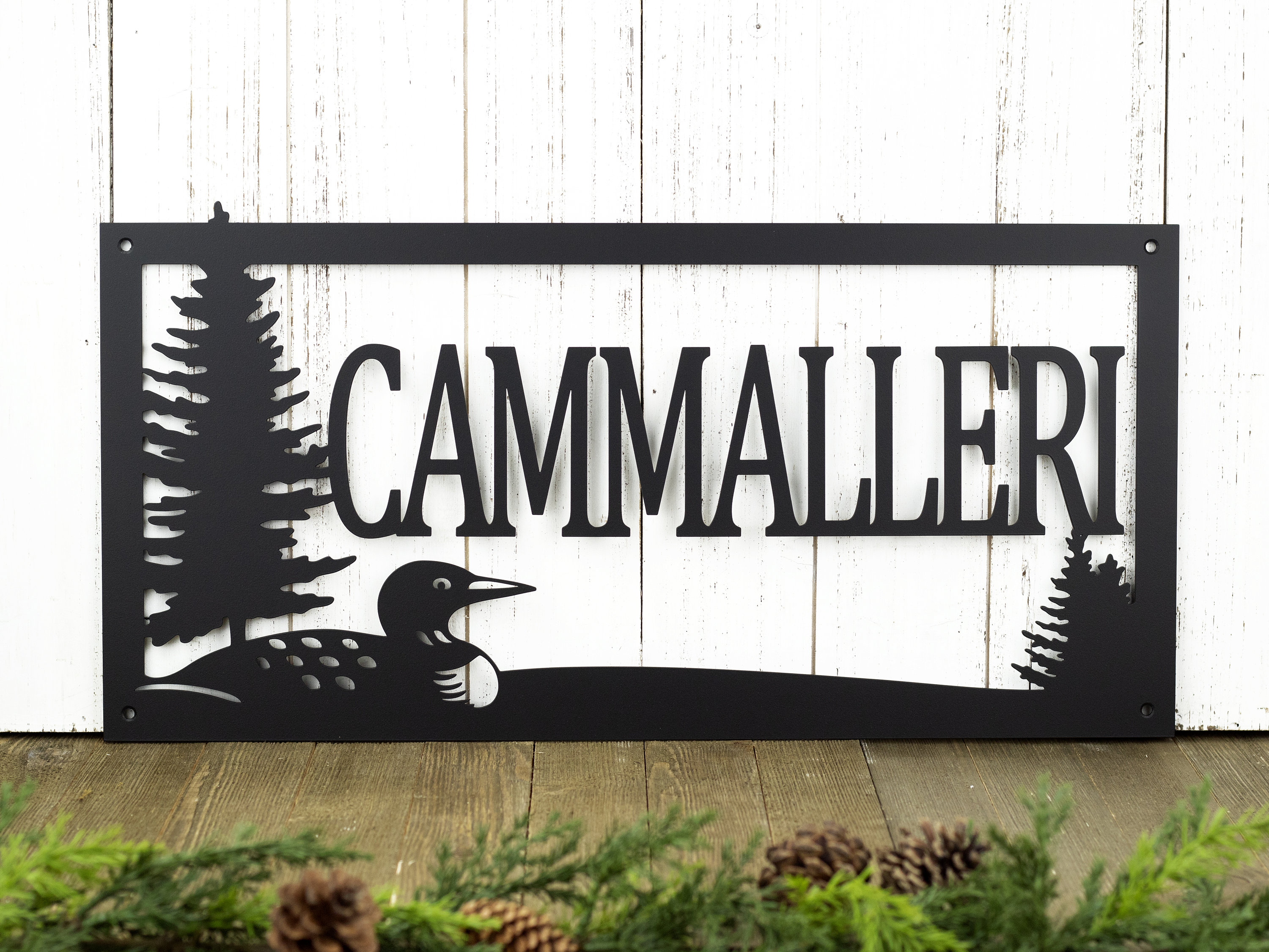 Custom Outdoor Family Last Name Metal Sign with Loon Family Name Sign