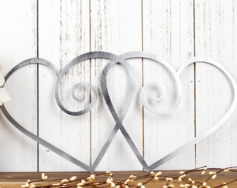 Hearts Metal Wall Art, Wedding Gift, Wedding Decor, Metal Sign, Love, Wall Hanging, Outdoor Wall Art, Heart Sign