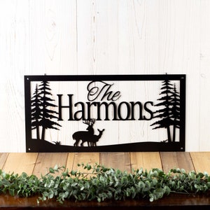 Deer Metal Signs Personalized, Last Name Sign for Wall, Signs Custom Outdoor, Doe and Buck