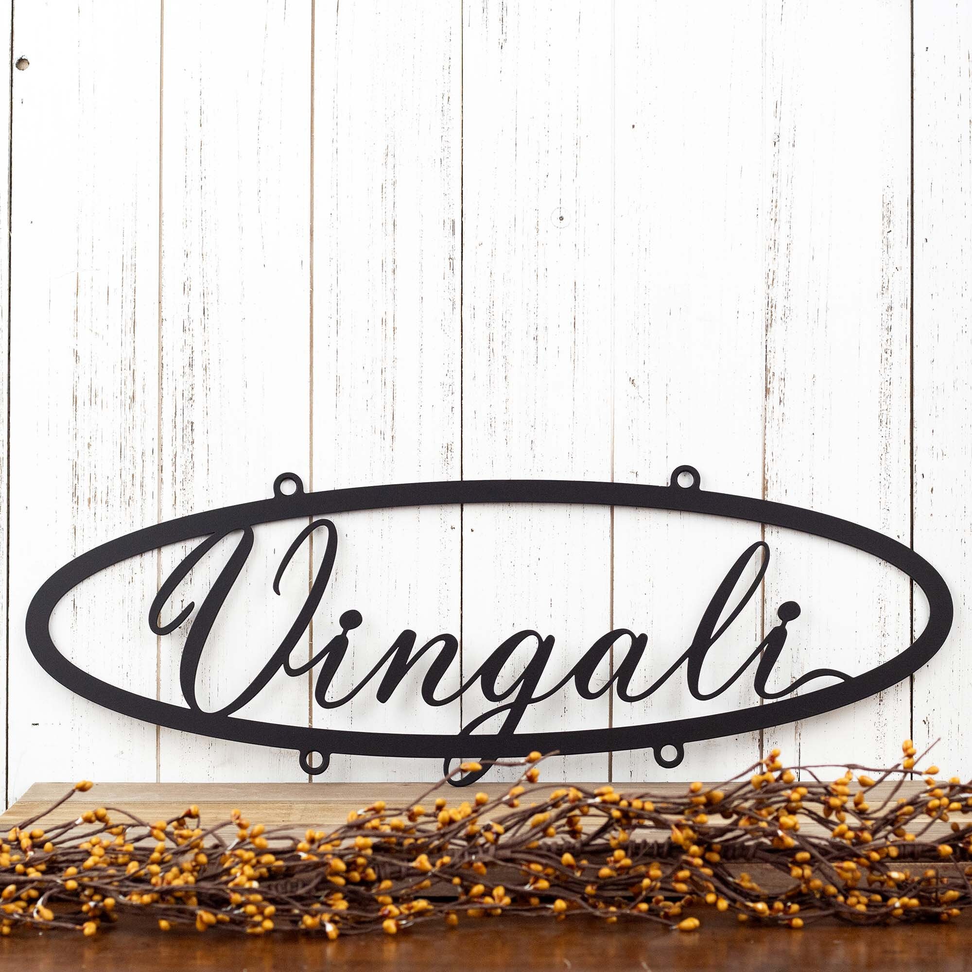 Custom Family Name Oval Metal Sign, Laser Cut Steel, Last Name 