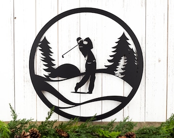 Golfer Metal Wall Decor, Gift For Him, Golf Gift, Golfer Gift, Wall Hanging, Outdoor, Sign, Wall Art, Fathers Day Gift