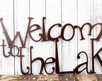 Welcome to the Lake Sign, Metal Wall Art, Lake House Decor, Cabin Decor, Outdoor Sign, Wall Decor, Laser Cut Metal