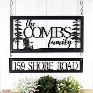 Family Name and Address Sign, Metal Sign Personalized Outdoor, Lake Life, Lake House Decor