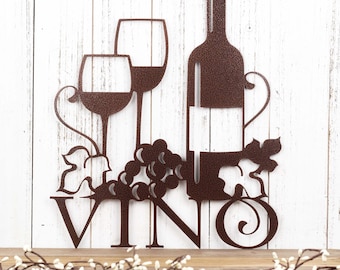 Wine Wall Decor, Vino Sign with Grapevines, Wine Lover Gift, Wine Sign Bar, Wine Signs for Kitchen