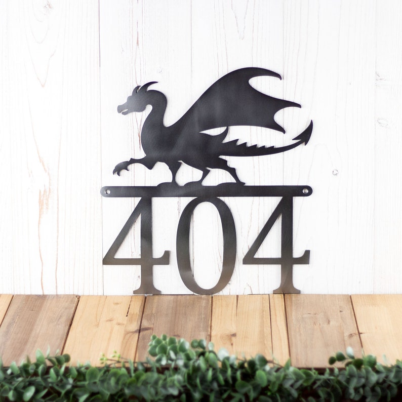 Dragon Custom House Number, Custom Metal Sign, Fantasy, Medieval, Outdoor Sign, Metal House Numbers image 6