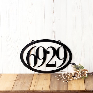 House Number Sign, Metal Address Plaque, Outdoor Hanging House Number, Oval, Metal House Numbers, Metal Sign, Address Sign