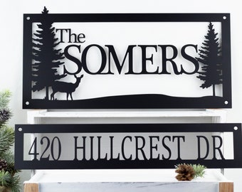 Custom Family Name Address Metal Sign | Family Name Sign | Metal Wall Art | House Numbers | Outdoor Sign | Address Sign