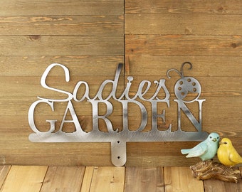 Personalized Garden Sign, Custom Metal Sign Outdoor, Garden Plaque, Ladybug Decor