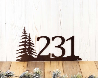 Address Signs for House, Metal Sign Personalized Outdoor, House Numbers Sign, Cabin Decor Rustic