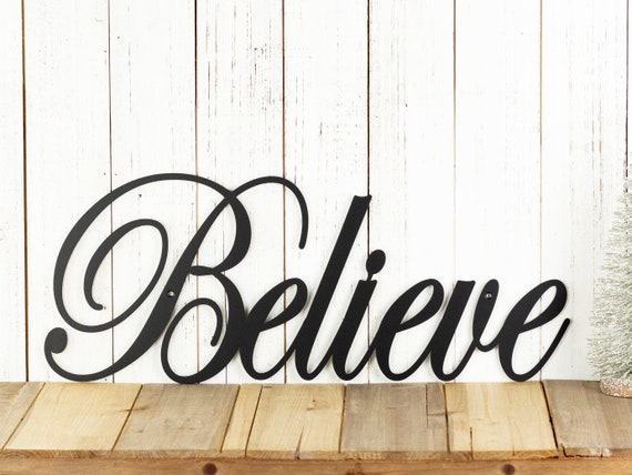 Believe Metal Wall Art Metal Sign Christmas Decor Metal Etsy