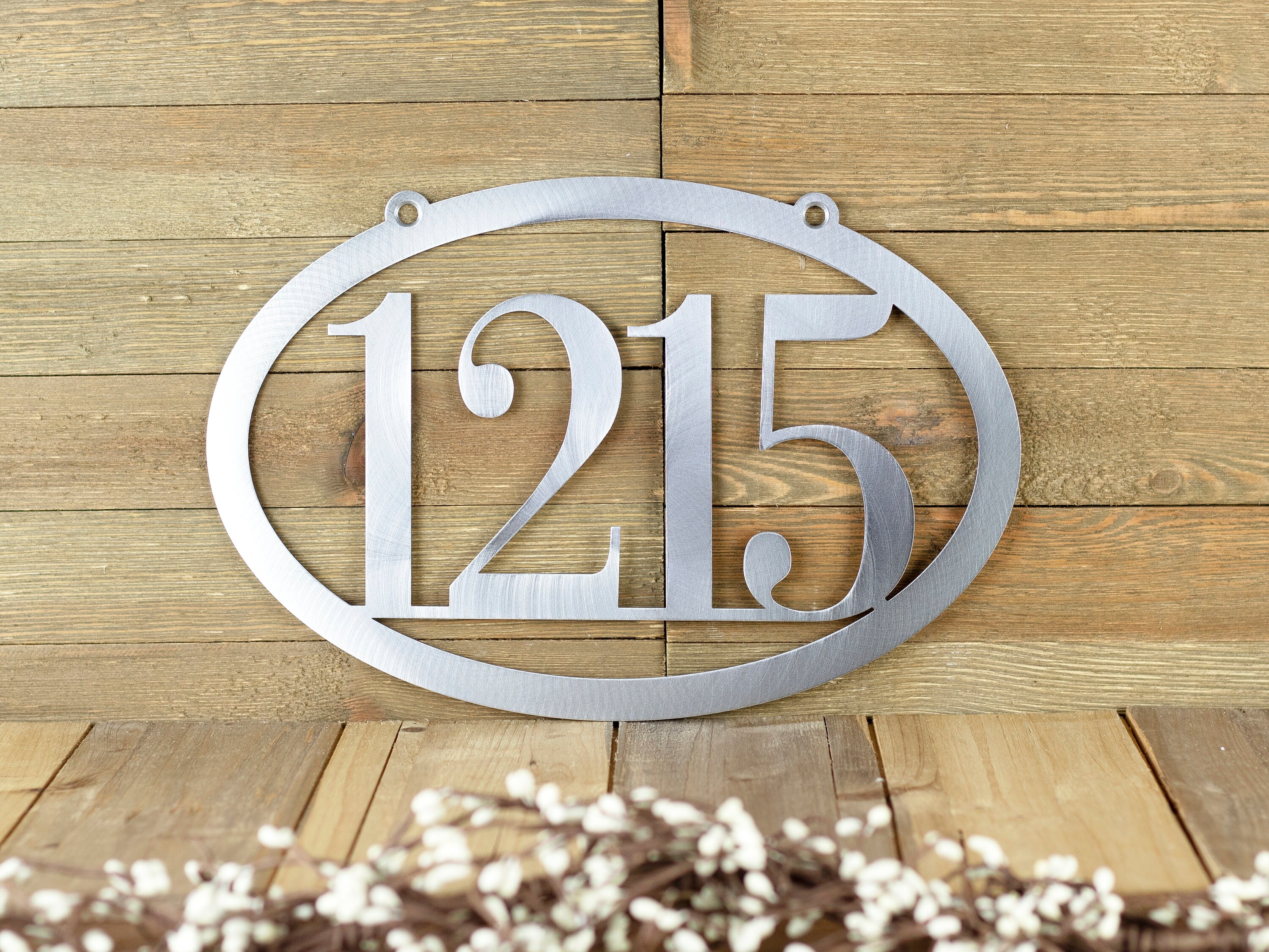 Oval Address Sign, Metal Sign Outdoors, Exterior House Numbers, 5 Inch