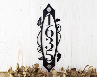 Vertical House Number, Metal Signs Outdoors, Address Plaques, House Numbers Sign, Fleur de lis, Vine Wall Decor