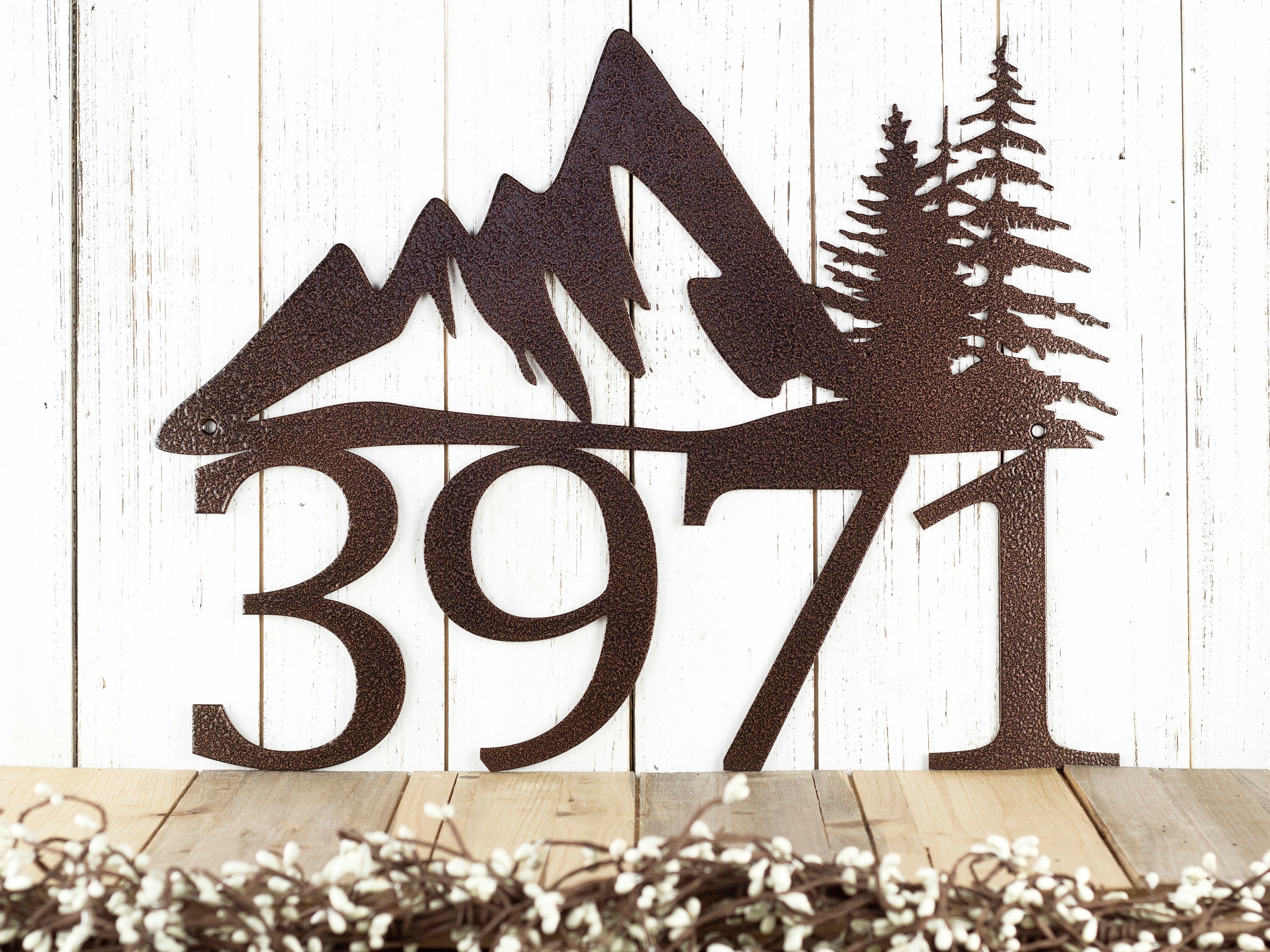 Metal House Number Sign with Mountains Outdoor Custom Address Etsy