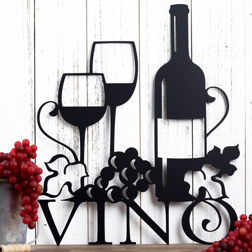 Wine Down Bottle & Glass Metal Wall Art Etsy