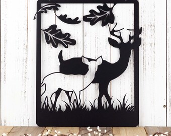 Deer Garden Hanging Metal Wall Art, Metal Sign, Fall Decor, Yard Sign, Outdoor Art, Garden Decor