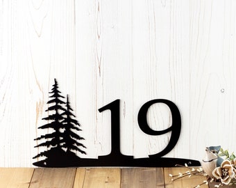 Rustic House Number, Pine Trees, Metal Sign, House Numbers, Address Sign, Address Plaque, Custom Metal Sign, Outdoor