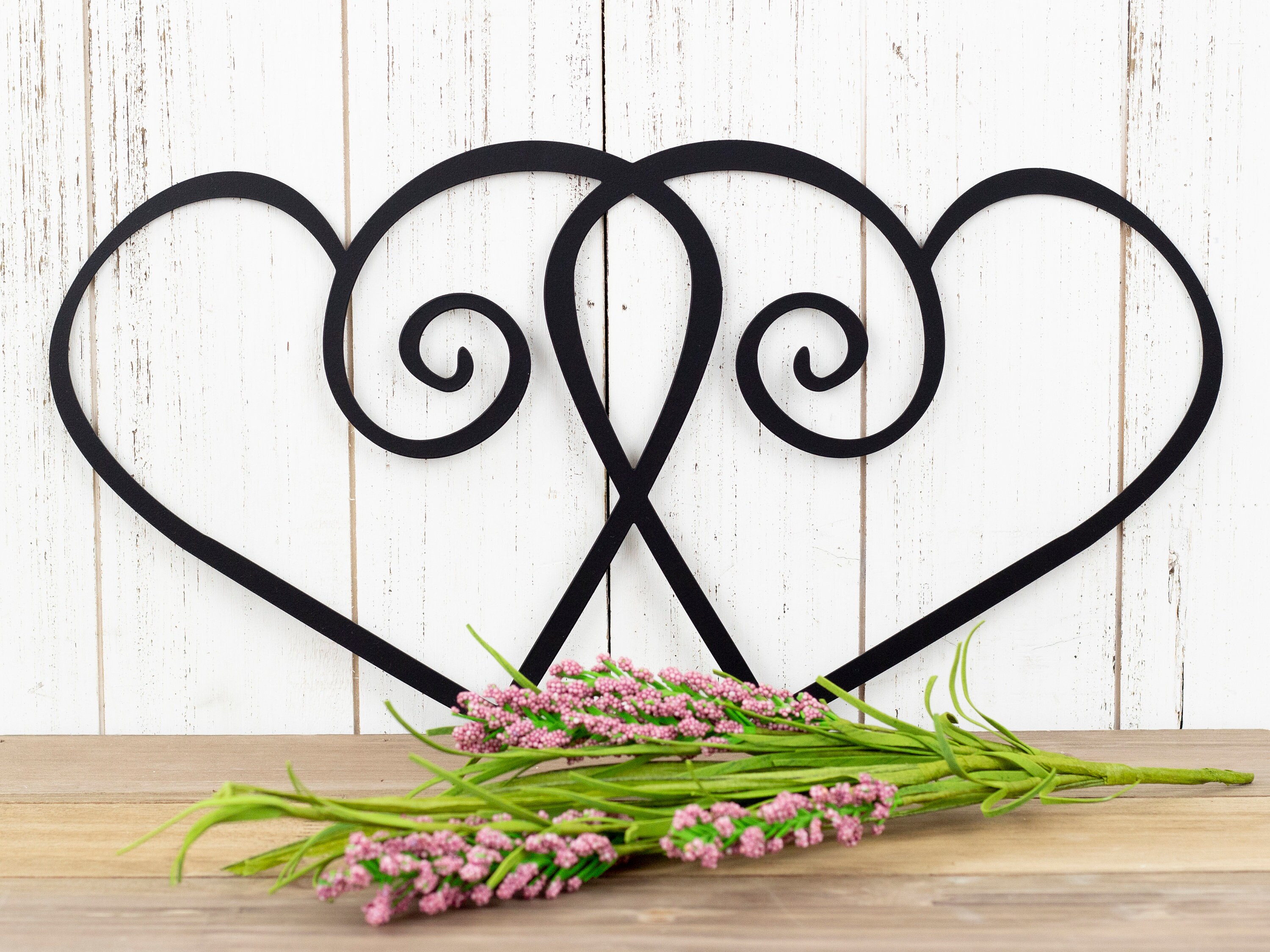 Hearts Metal Wall Art Black, 15x7.5, Metal Wall Art, Home Decor