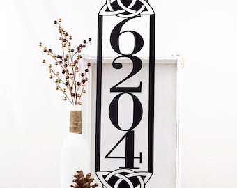 Celtic Knot Vertical House Number Sign, Metal Sign, Custom Metal Sign, Outdoor Address, Address Numbers, Metal Wall Art