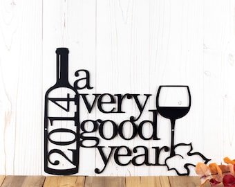 Personalized Wedding Anniversary Established Metal Sign, A Very Good Year Wall Art, Custom Wine Lover Housewarming Gift, Winery & Bar Plaque