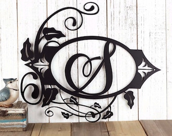 Monogram Metal Sign, Family Letter Sign, Metal Laser Cut Sign, Custom Metal Wall Art, Lake House Decor, Cottage Sign