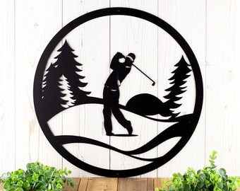 Golfer Metal Wall Decor, Gift For Him, Golf Gift, Golfer Gift, Wall Hanging, Outdoor, Sign, Wall Art, Fathers Day Gift