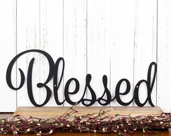 Blessed Sign | Metal Wall Art | Family Sign | Wall Decor | Farmhouse Sign | Thankful Sign | Gratitude | Laser Cut Metal | Matte Black shown