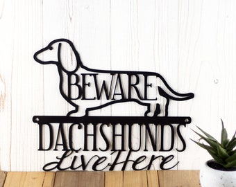 Dachshund Metal Sign, Beware Dog on Premises Sign