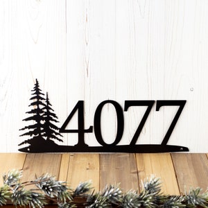 Rustic Metal House Number, Metal Sign, Custom Sign, Pine Tree, House Numbers, Metal Wall Art, Outdoor Sign, Address