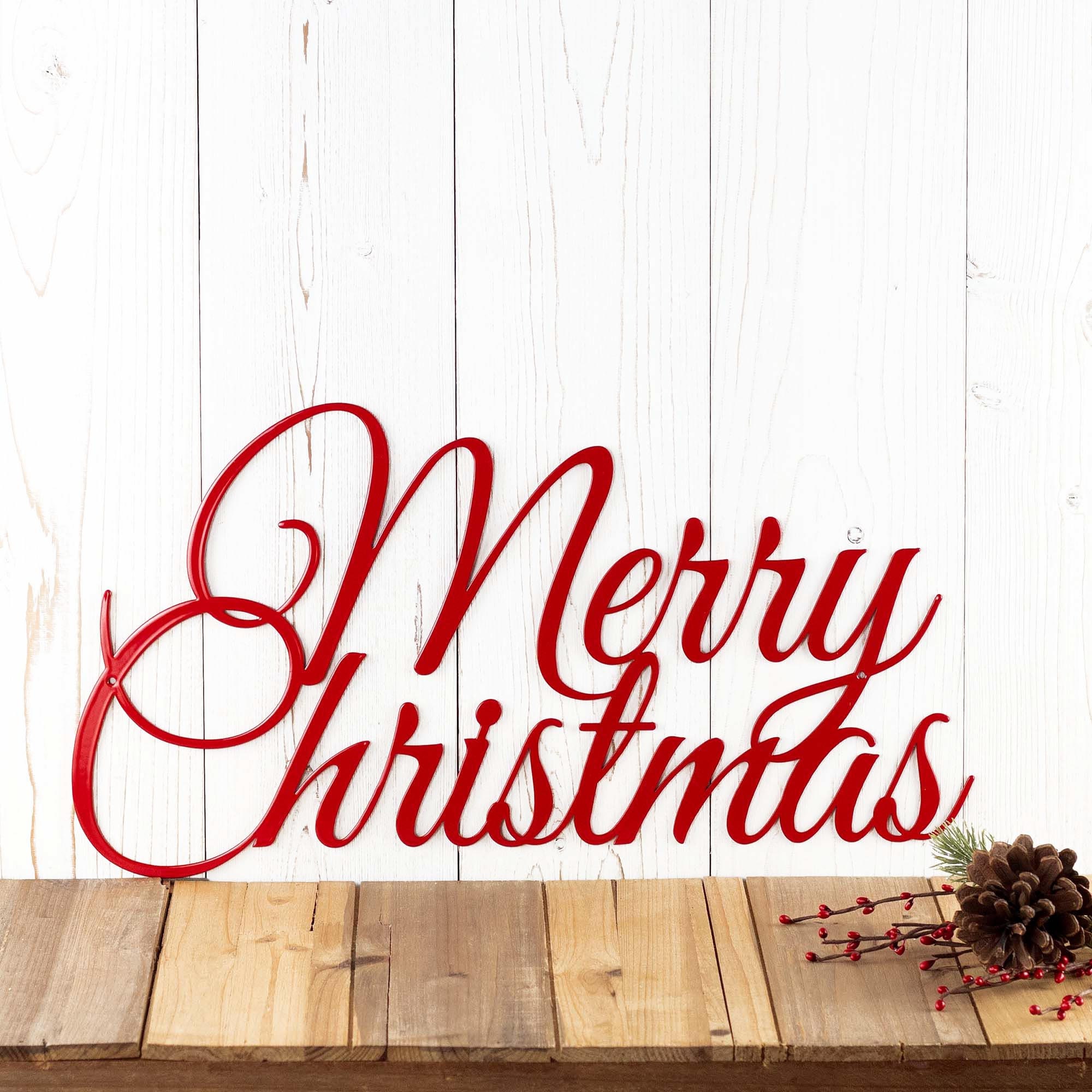 Merry Christmas Sign, Metal Wall Art, Farmhouse Christmas