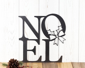Noel Sign, Rustic Christmas, Holiday Decor Outdoor, Mantle Decor, Metal Wall Art