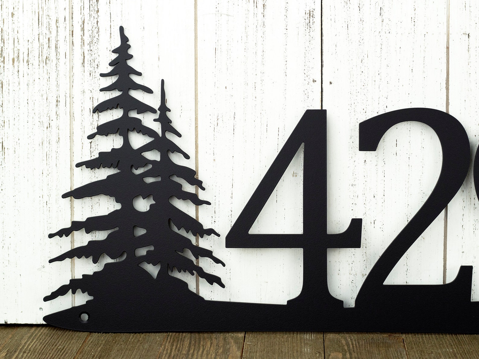 Rustic Metal House Number Metal Sign Custom Sign Pine Etsy