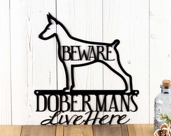 Doberman Metal Wall Art, Doberman Pinscher, Doberman Metal Sign, Metal Wall Decor, Outdoor Sign, Beware of Dog Sign