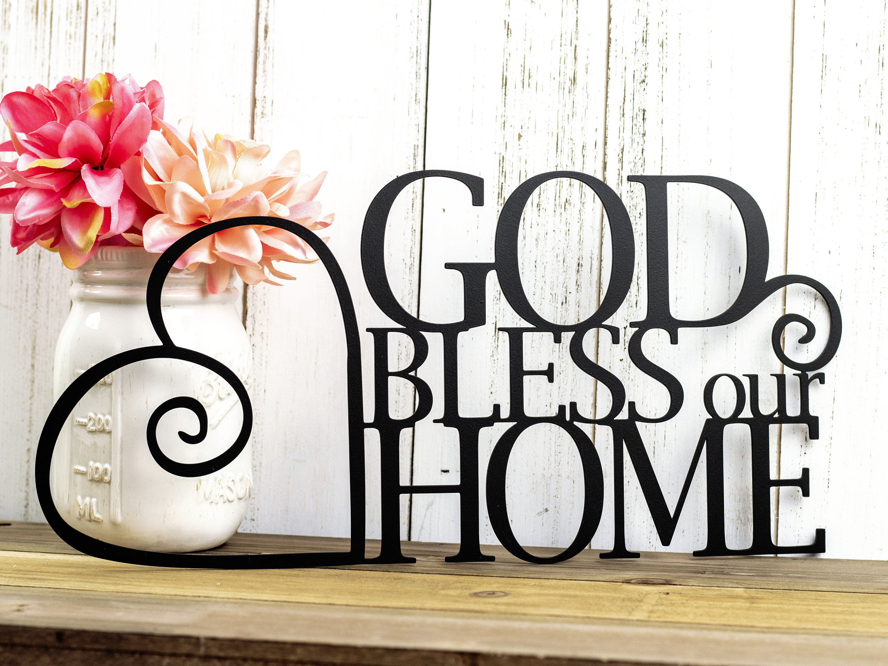 God Bless Our Home Metal Sign Heart Religious Decor God Etsy