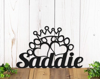 Pet Name Sign, Metal Wall Art, Custom Dog Name Sign, Cat Sign, Personalized Dog Sign, Metal Sign, Dog Lover, Dog Paw Sign