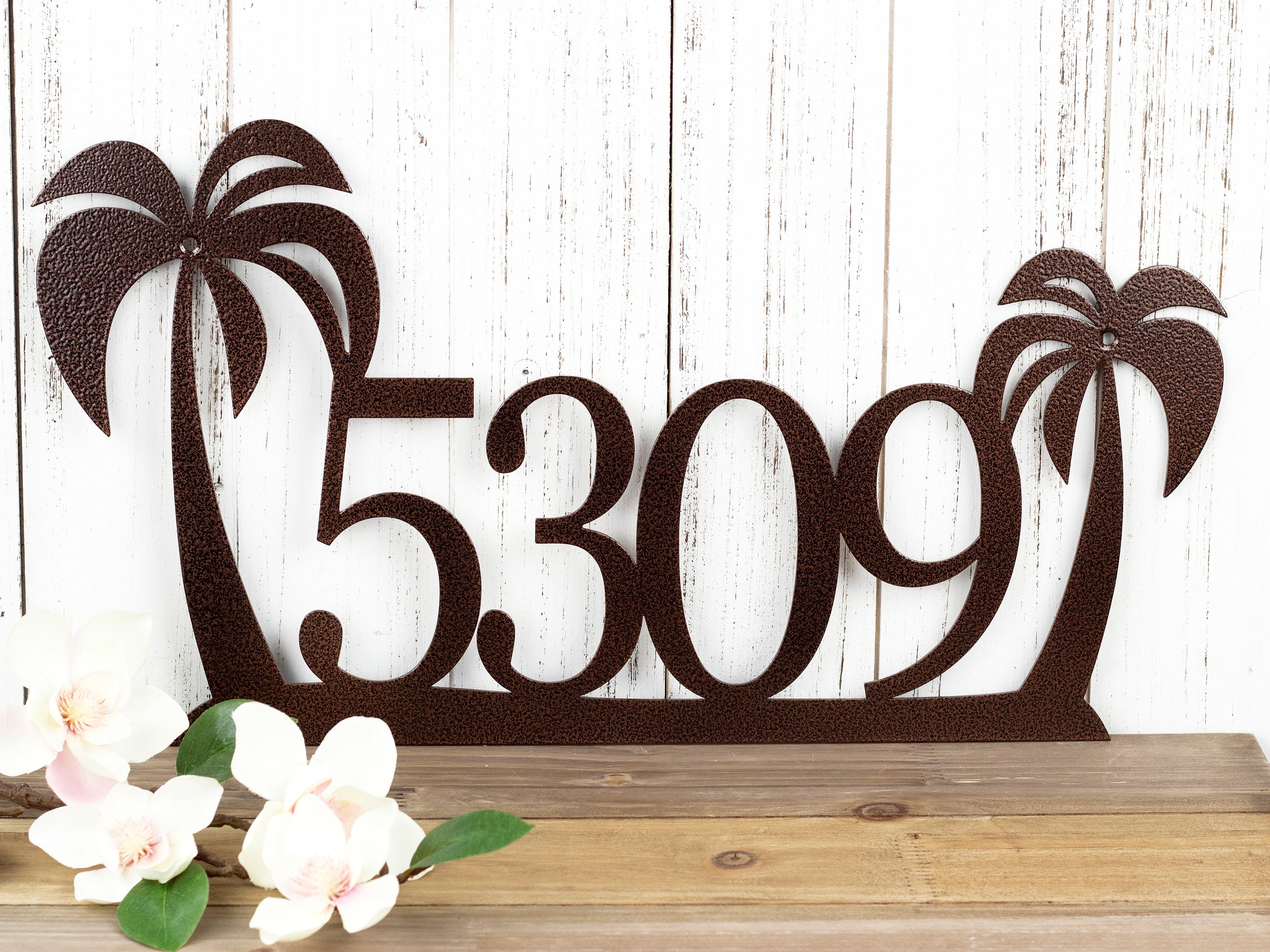 Palm Tree House Number Metal Sign, Address Sign, Address Plaque